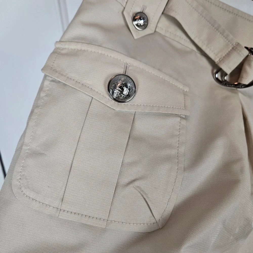 St. John Skirt Women's Size 4 Belted Cargo Pocket Utility Beige Mobwife Military